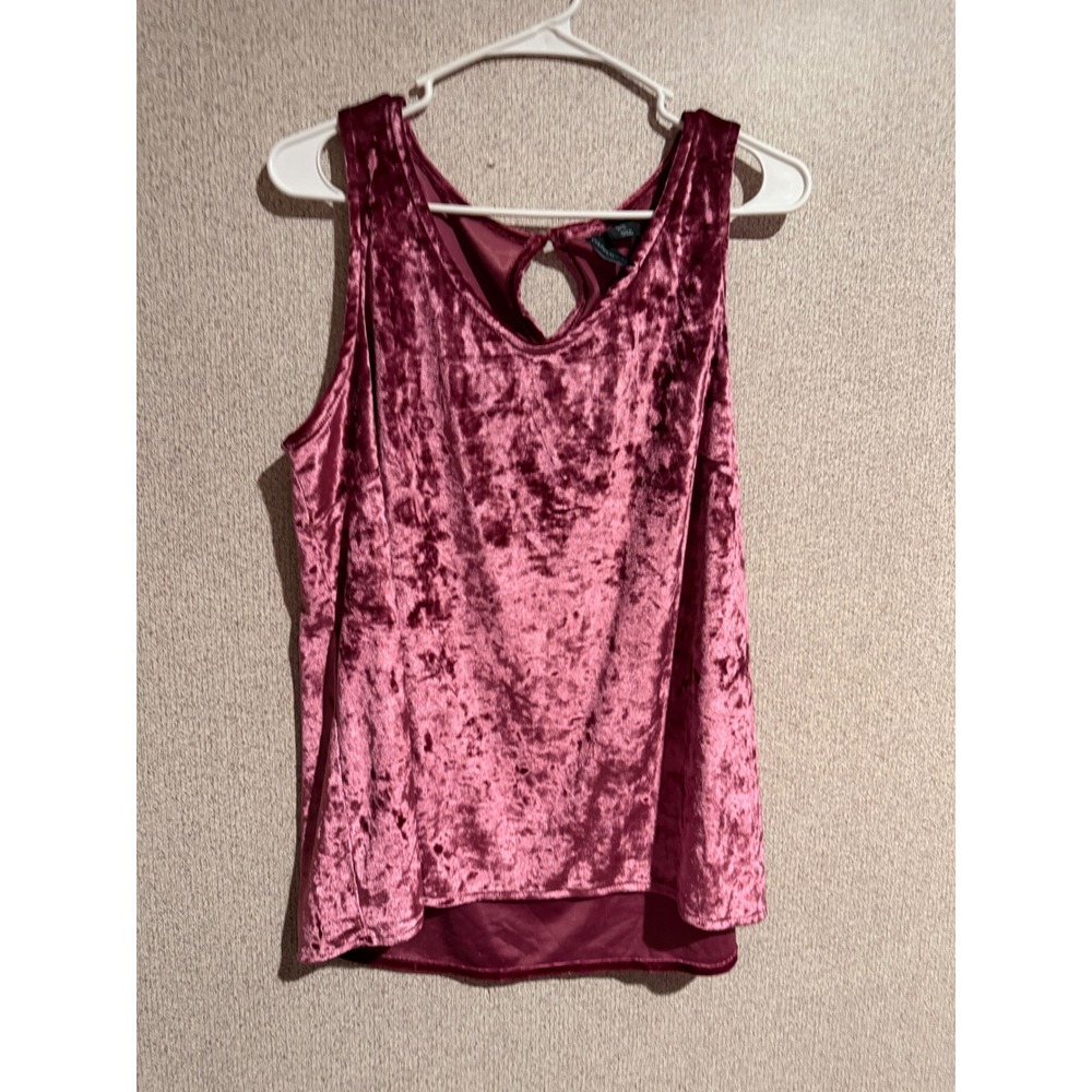 Cynthia Rowley Womens XL Pink Crushed Velvet Sleeveless Keyhole Back Top